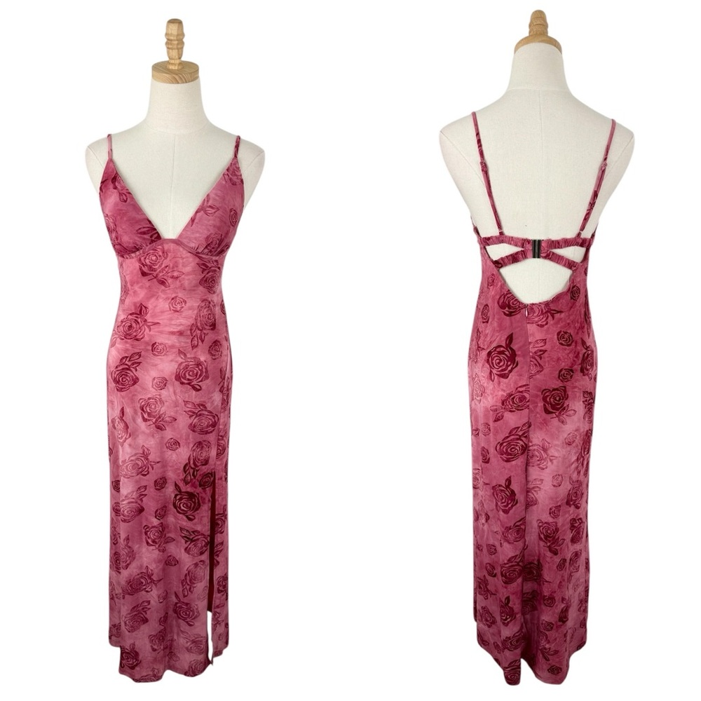 Hello Molly Found Myself Maxi Dress Pink Sz 4 NWT Floral Burnout Velvet - Picture 5 of 12
